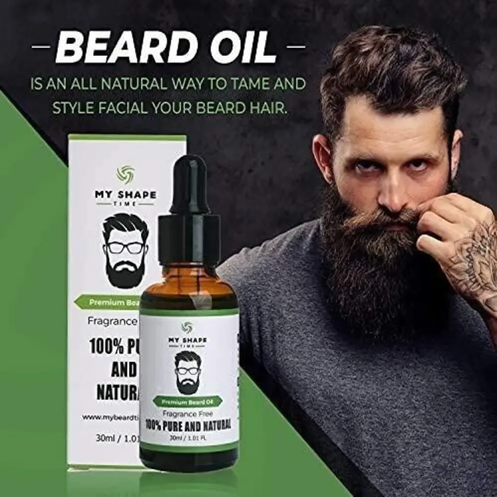 Beard Oil 100% Pure Natural Premium Beard Oil, Fragrance Free MY SHAPE -2pack